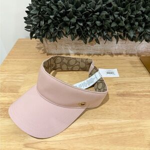 COACH Solid Pink Visor With Signature C Lining Pink/Khaki